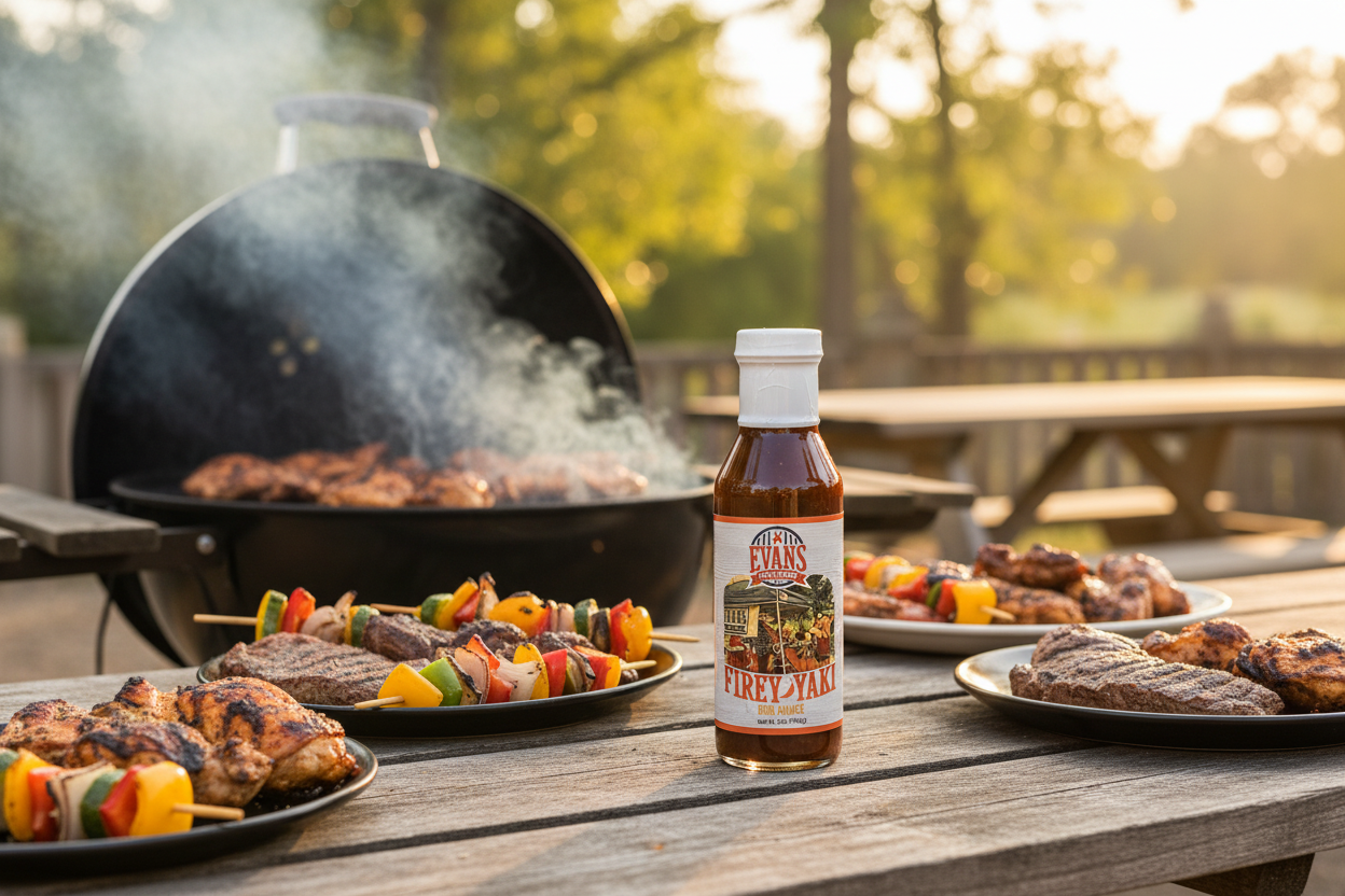 Firey Yaki BBQ Sauce - Lifestyle Grill Shot